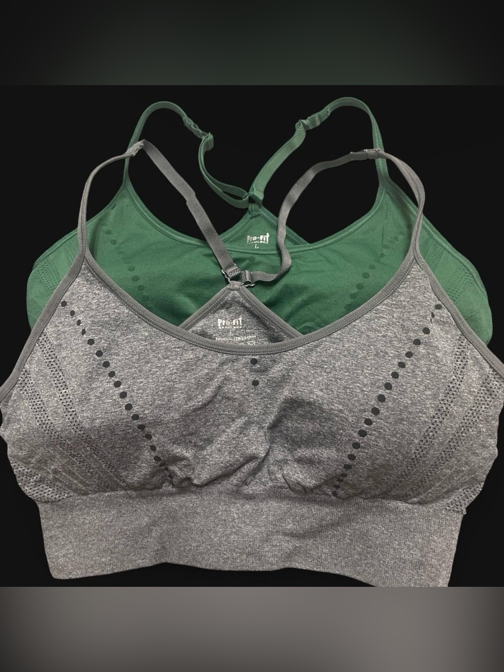 Pro-Fit Seamless Racerback Sports Bra - Gray and Green